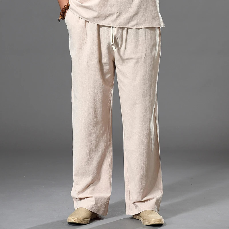 Male Plus Size Loose Pants Men Pants Summer Mens Cotton Big Sizes Wide Leg Linen Pant Oversized Jogger Trousers Large Size 9XL 240805