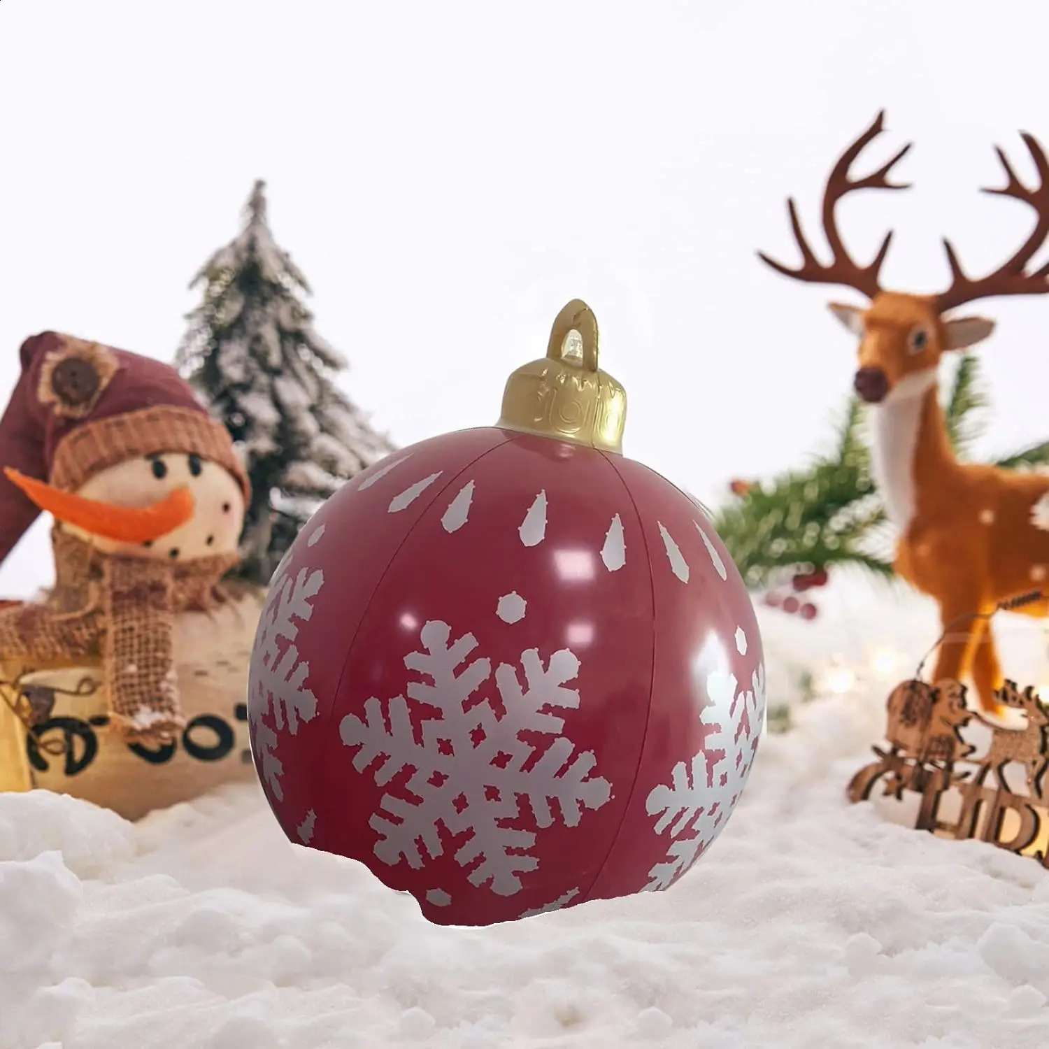 60cm Outdoor Christmas Inflatable Decorated Ball PVC Giant Big Large Balls Xmas Tree Decorations Toy Ball Without Light Ornament 240805