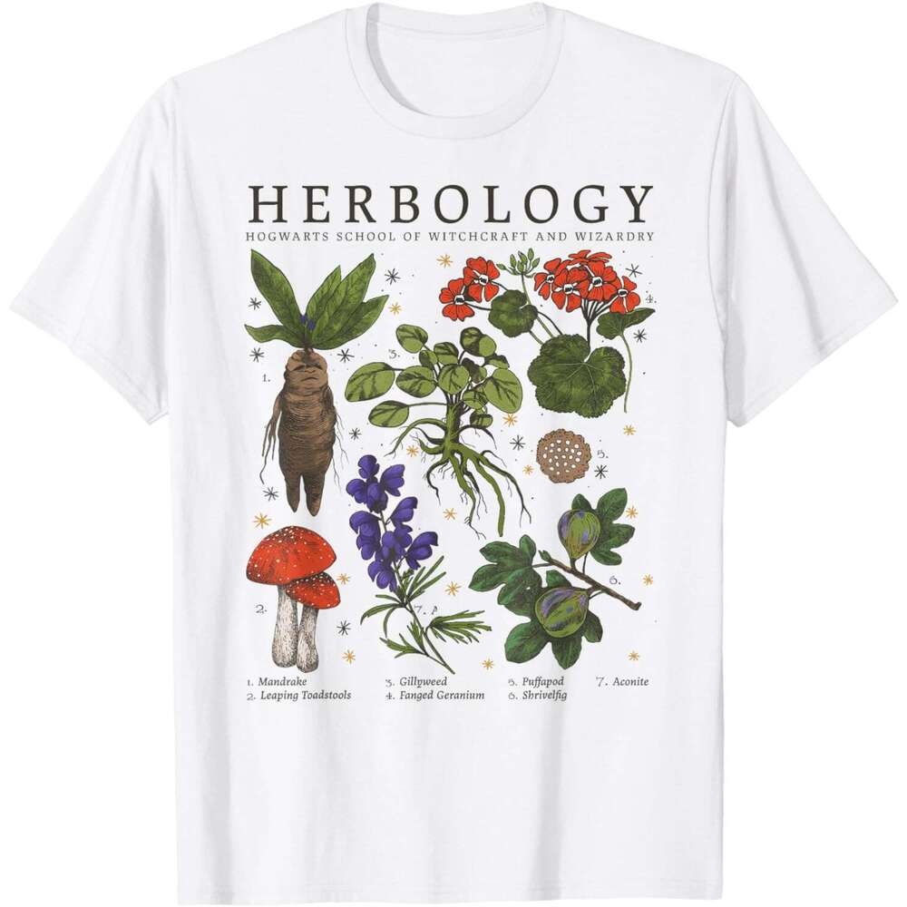 T shirt Mens Herbology Plants Short Sleeve T-Shirt shirts tshirt graphic tee Casual tops summer clothes Short sleeve Free shipping