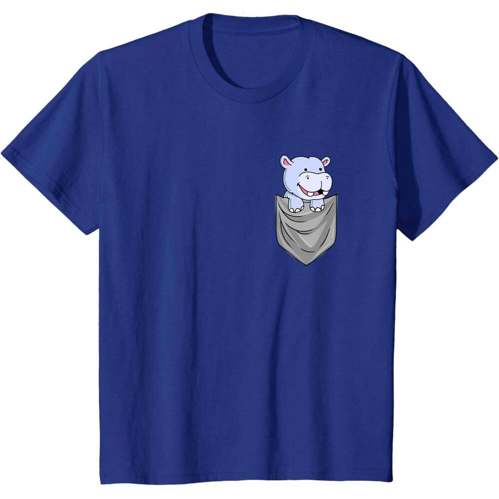 T shirt Mens Hippo In Pocket Hippopotamus Gift T-Shirt shirts tshirt graphic tee Casual tops summer clothes Short sleeve Free shipping