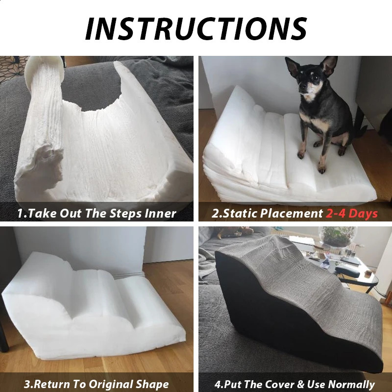 CAWAYI KENNEL Memory Foam Dog Sofa Stairs Pet 2/3/4 Steps Stairs for Small Dog Cat Ramp Ladder Anti-slip Bed Stairs Pet Supplies 240805