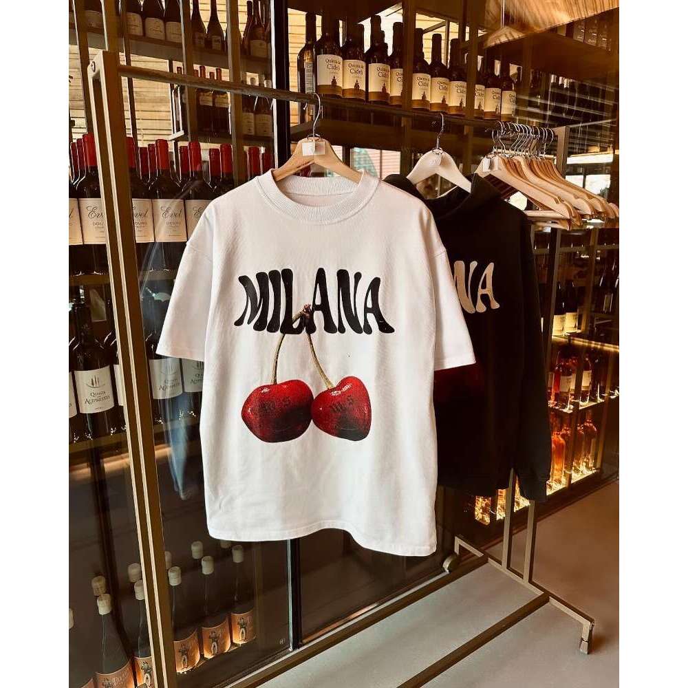 street High fruit letter print short sleeve oversized cotton T-shirt Men Y2k Street style summer top Haruku loose couple shirt