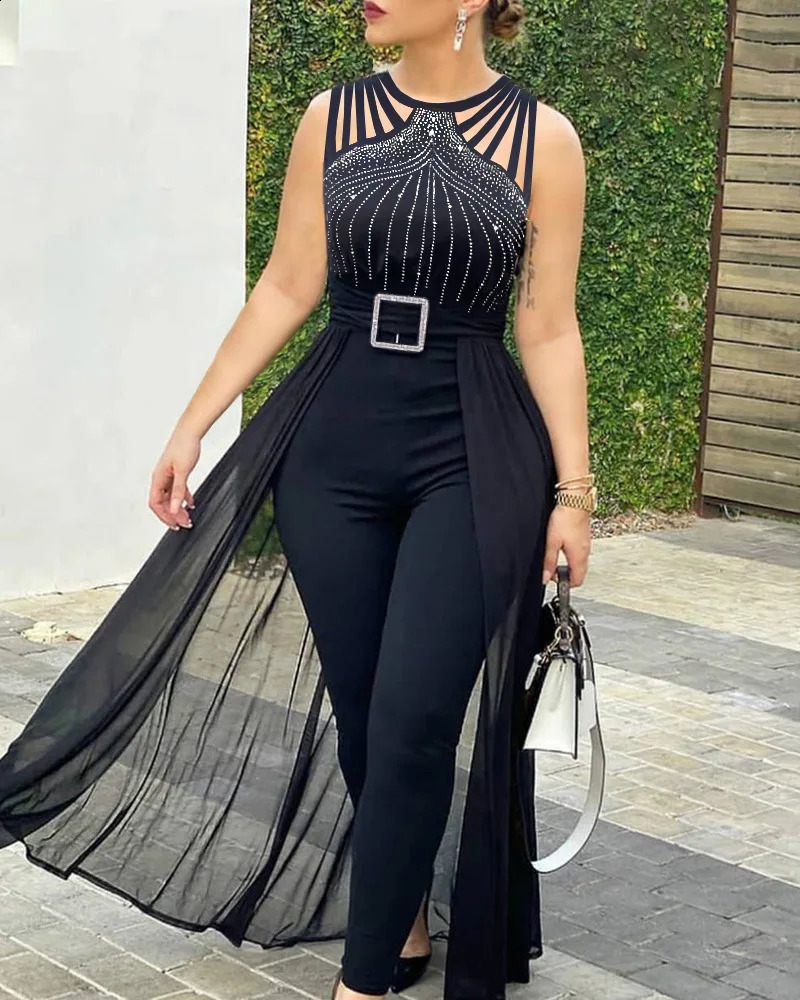 Summer Elegant Womens Full Set Tight Dress Ball Tight Dress Night Club Set Full Set jumpsuit240802