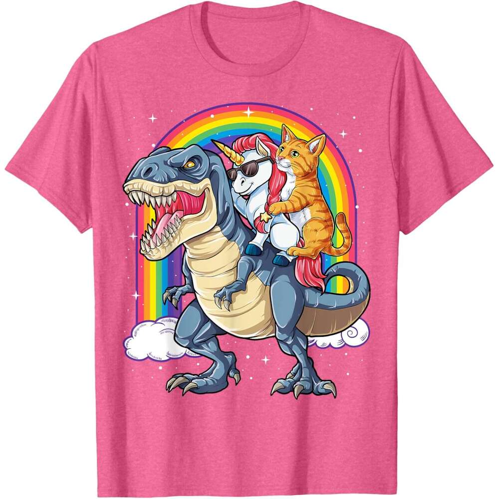 T shirt Mens Cat Unicorn Riding Dinosaur T rex Kitten Lover Space Galaxy T-Shirt shirts tshirt graphic tee Casual tops summer clothes Short sleeve