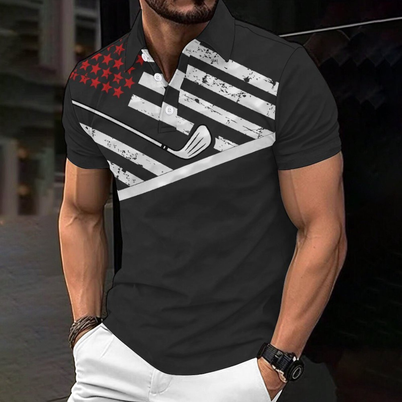 2024 Summer New 3D Printed Personalized Beer Festival Loose Men's Short sleeved Polo