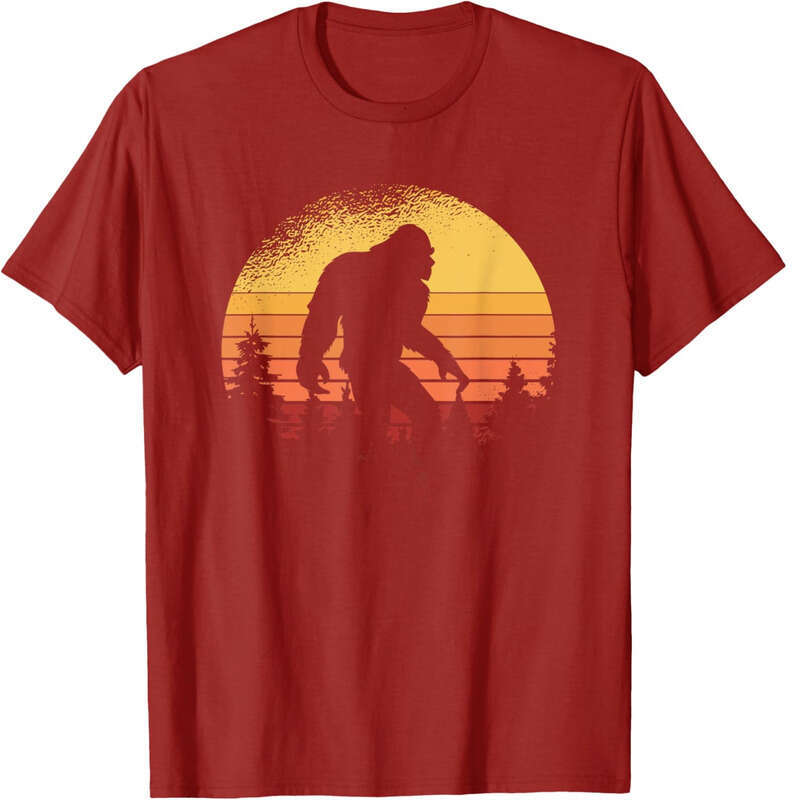 T shirt Mens Retro Bigfoot Believer Silhouette Sasquatch Hide And Seek T-Shirt shirts tshirt graphic tee Casual tops summer clothes Short sleeve Free 
