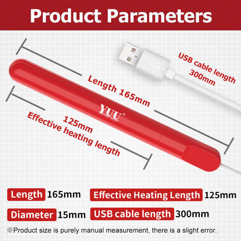 YUU Smart Thermostat USB Heating Rod for Male Masturbator Cup Erotic Sex Toys for Men Heated Bar Stick Anal Vagina Warmer 12.5CM