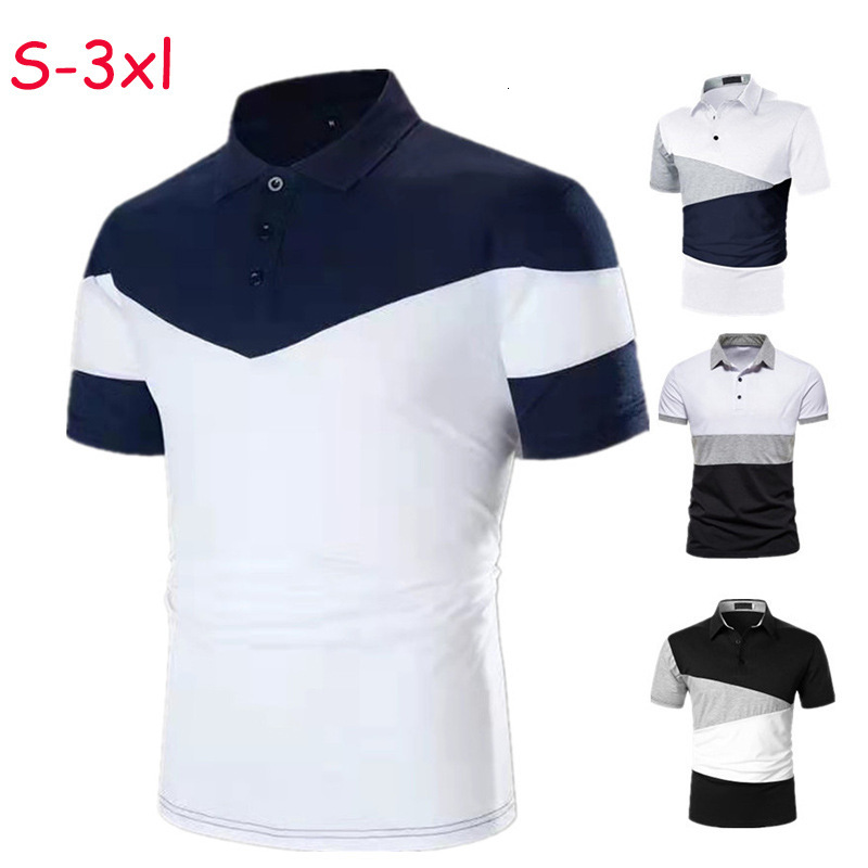 2023 summer short sleeved striped color matching polo shirt basic casual T-shirt men's clothing