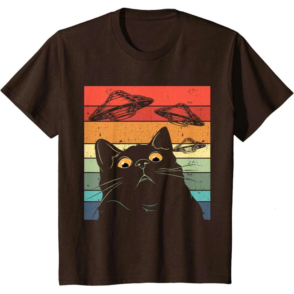 T shirt Mens Funny Tee, Galaxy Shirt Spaceship Alien Cat UFO T-Shirt shirts tshirt graphic tee Casual tops summer clothes Short sleeve Free shipping