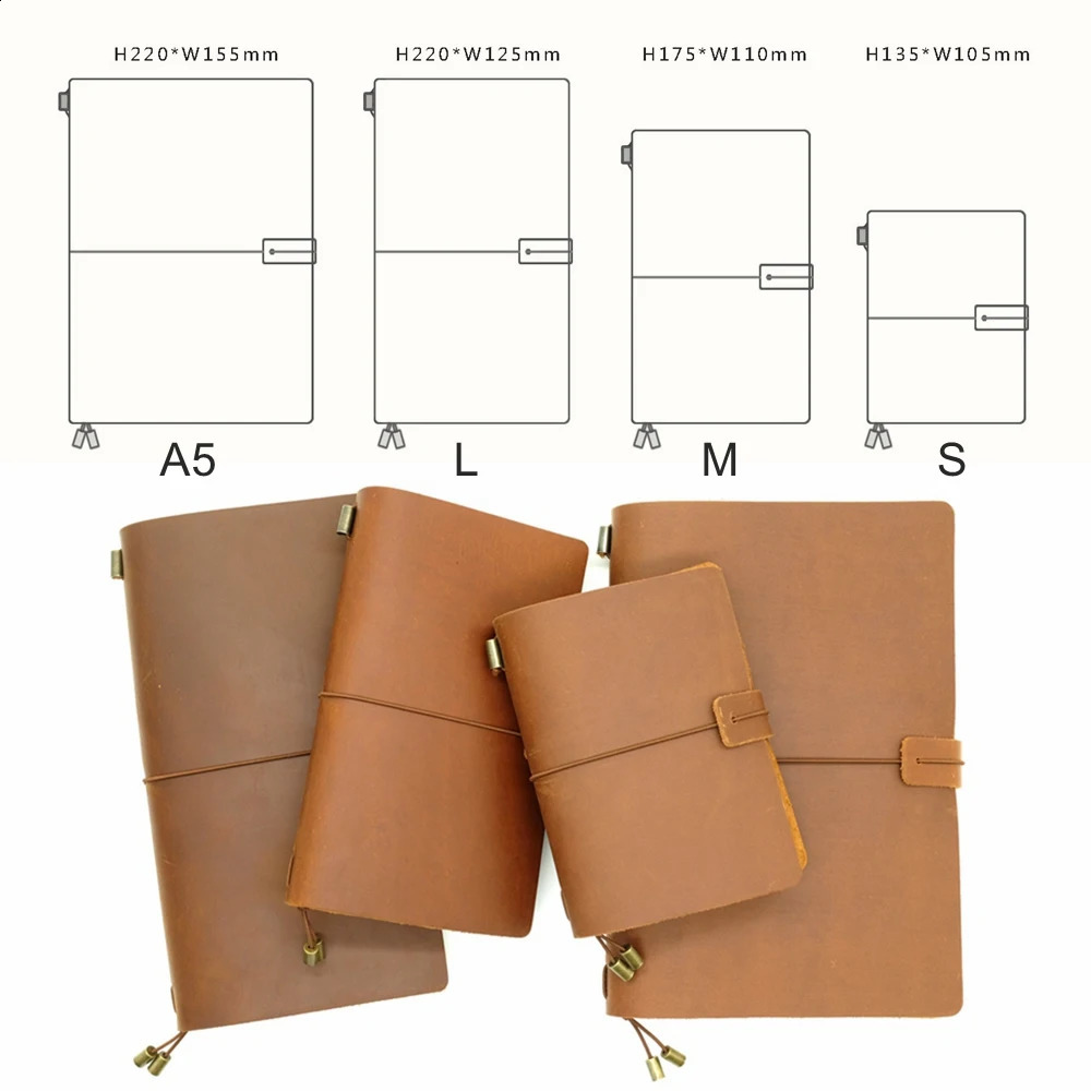100% Handmade Genuine Leather Travelers Notebook Travel Diary Journal Vintage Cowhide Gift Planner Free Lettering Embosse 240805