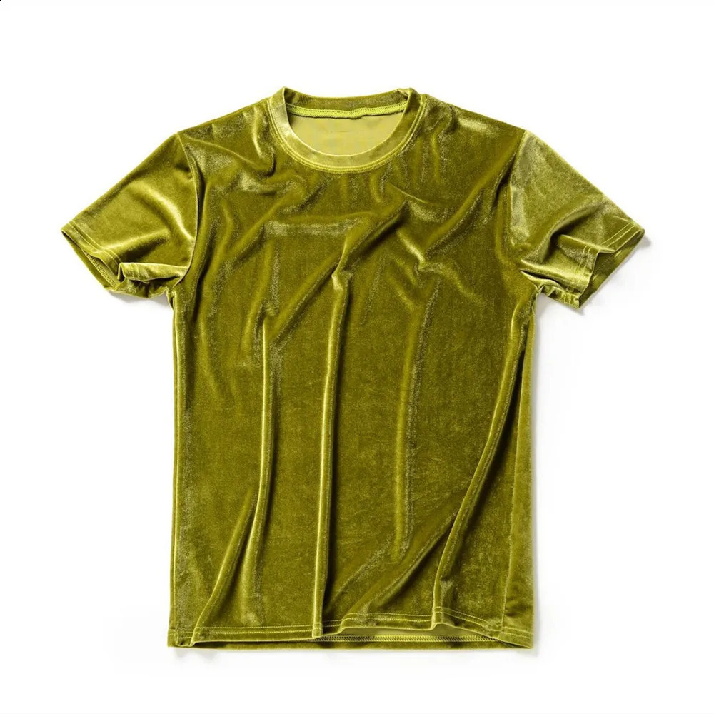 14 Colors men vintage velvet short sleeve t shirt hip hop casual tees tops man summer harajuku pink velour streetwear camisetas 240805