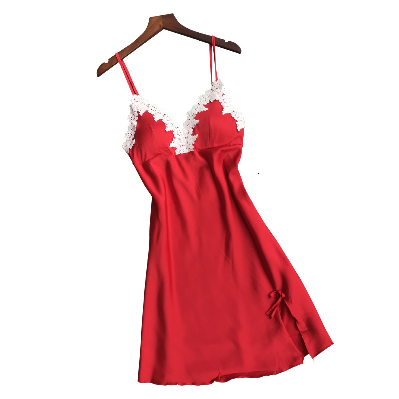 New padded suspender summer silk sexy pajamas, women's seductive home clothes