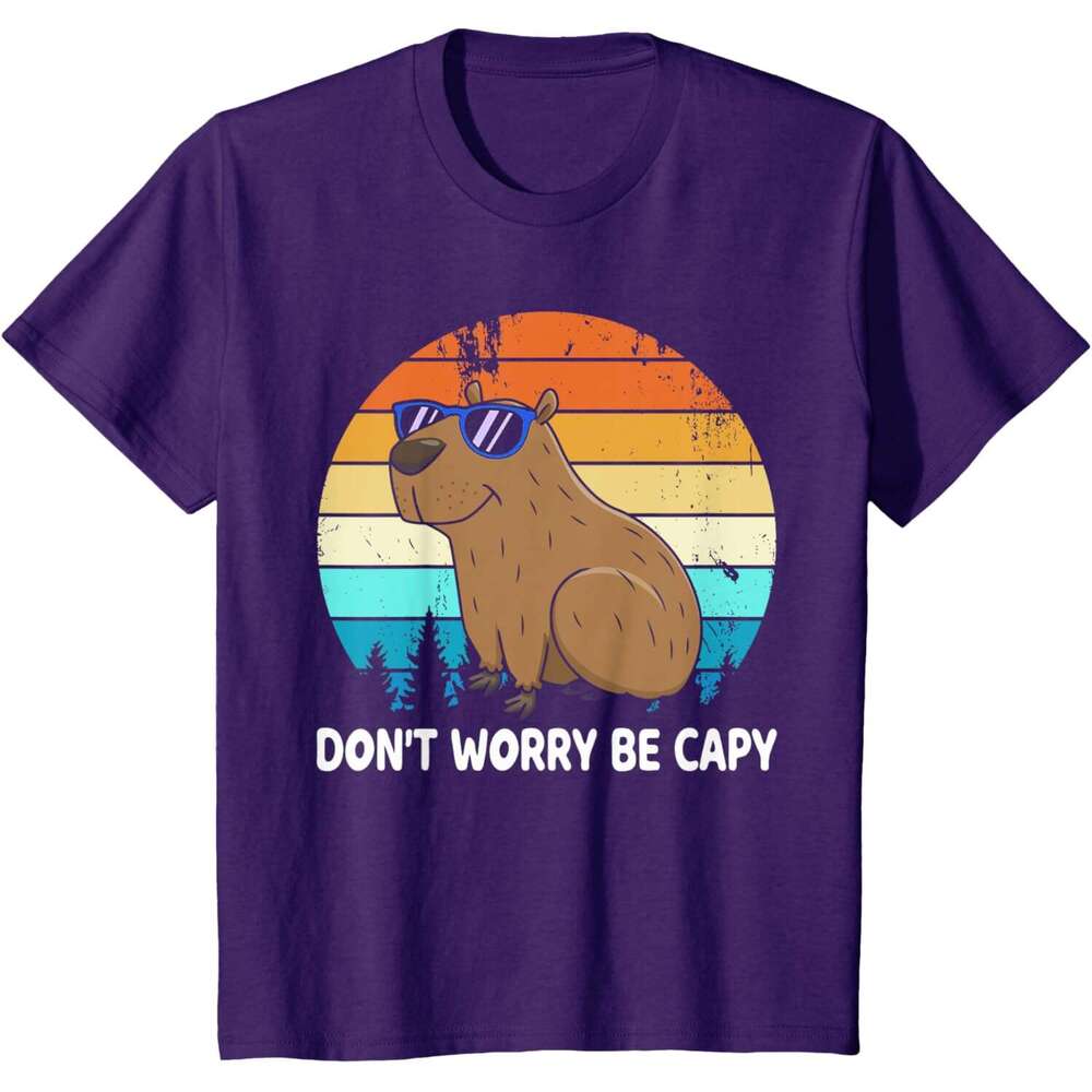 T shirt Mens Don't Worry Be Capy Distressed Capybara Styles Animal Lover T-Shirt shirts tshirt graphic tee Casual tops summer clothes Short sleev