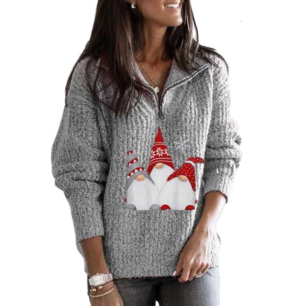 2024 Autumn/winter Santa Claus Printed Zipper Long Sleeve Knitted Womens Sweater Designer Sweater Cardigan Women Cashmere Sweaters Sweaters
