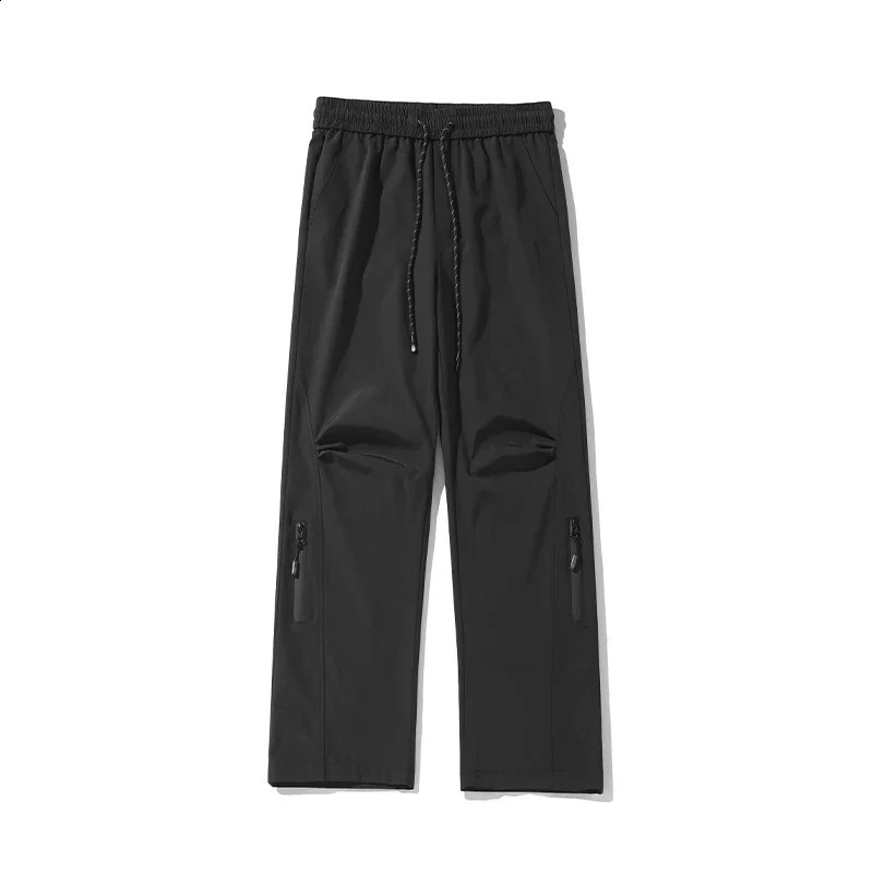Retro Functional Wind Waterproof Casual Pants Solid Color Straight Punch Pants Male Hip Hop Sports Pants Quick Dry Lightweight 240805