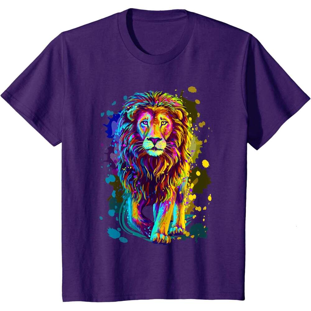 T shirt Mens Cool Colorful Wild Stylish T Shirt Lion Graphic Design T-Shirt shirts tshirt graphic tee Casual tops summer clothes Short sleeve