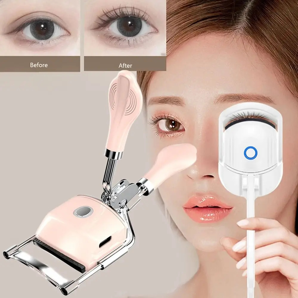 USB charging electric heating eyelash curler mini makeup tool beauty longlasting 240729