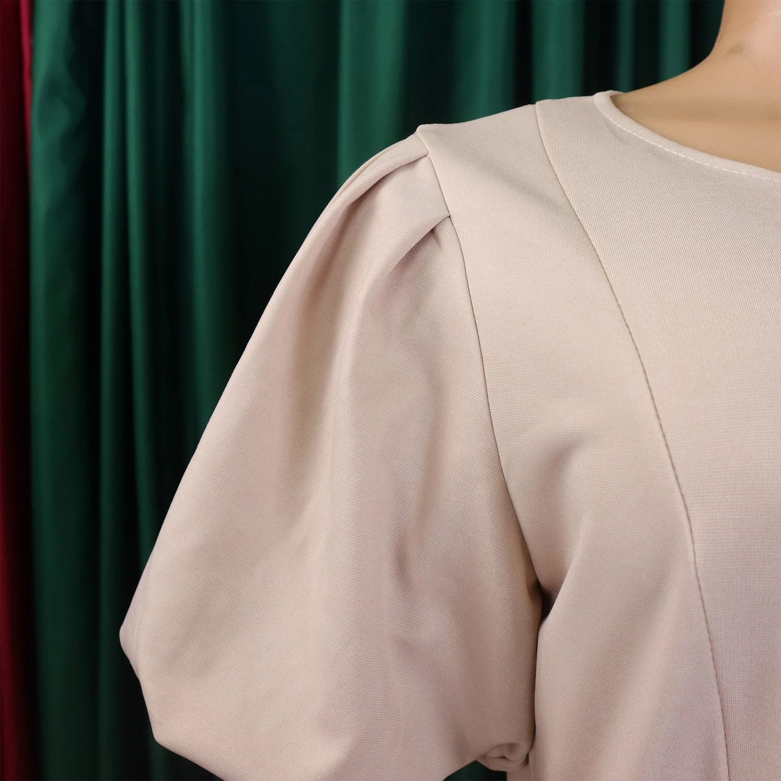 Elegant Office Dress for Women Professional O Neck Short Sleeve Belt Waisted A Line Mid Calf Formal Business Work Dress Midi 240805