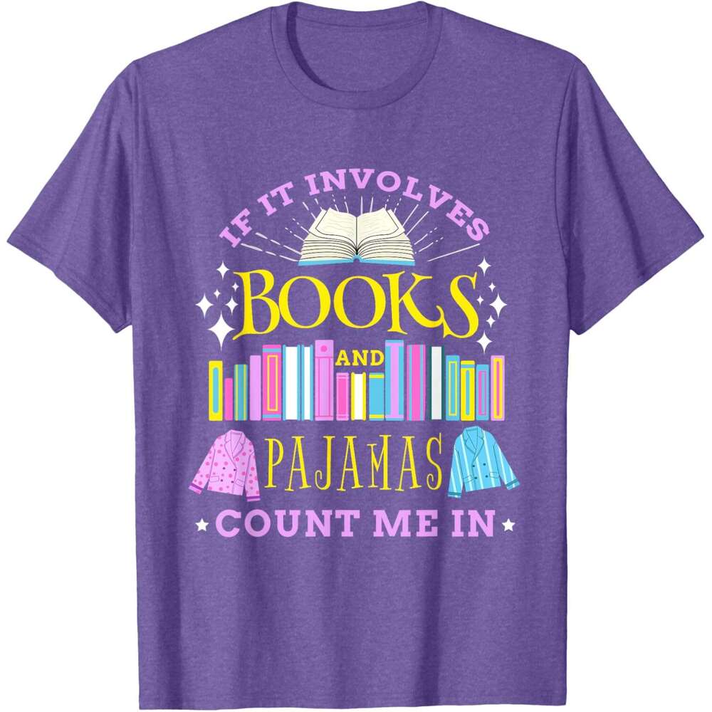 T shirt Mens If It Invoes Books and Pamas Count Me In Librarian T-Shirt shirts tshirt graphic tee Casual tops summer clothes Short sleeve Free shippin