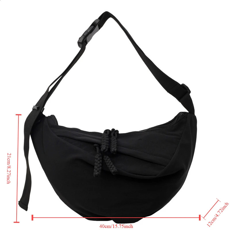 Fashionable Lightweight Nylon Crossbody Bag American Style Trend Shoulder Bag Leisure Large Capacity Dumpling Bun 240802