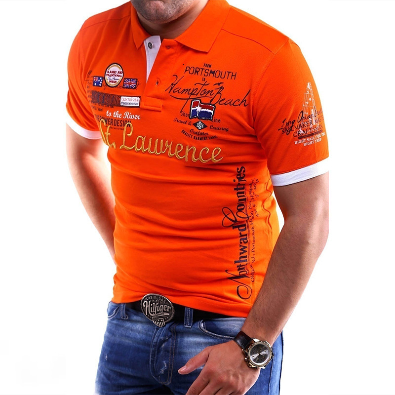 Summer European men's polo shirt printed casual fashion short sleeved lapel T-shirt