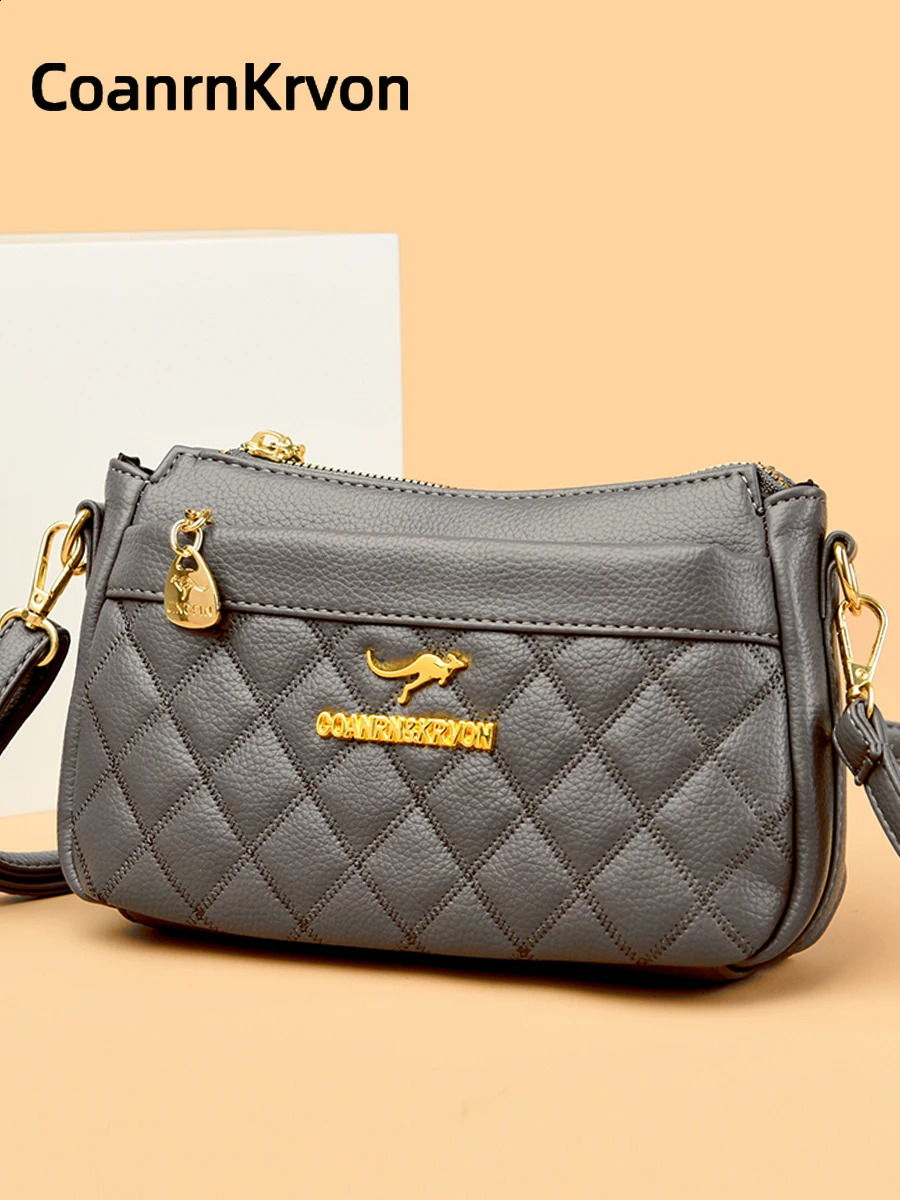 Soft Leather Handbag Advanced Sensory Fashion Zipper Storage Bag Multi functional Bottom Small Square for Women 240820