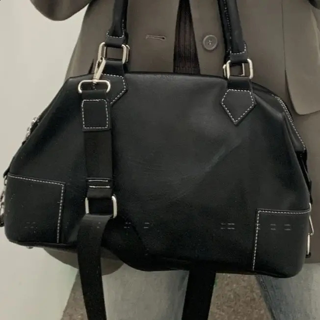 Girls Crossbody Tote Bag Highcapacity Grunge Y2k Aesthetic Shoulder Vintage Simple Fashion Casual Handbags All Match 240805