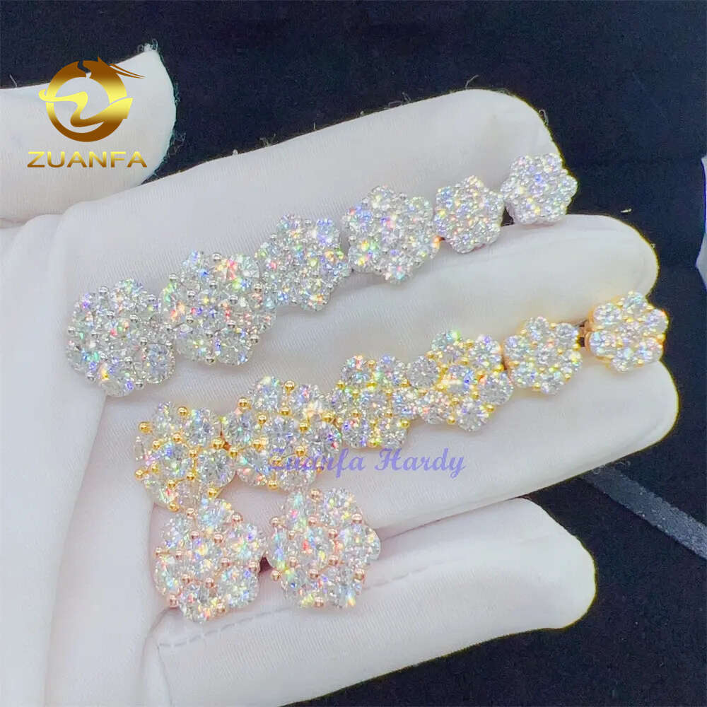 Hot Top Selling Pass Diamond Tester Fine Jewelry Sier 8mm 12mm 15mm Flower VVS Moissanite Stud Earrings