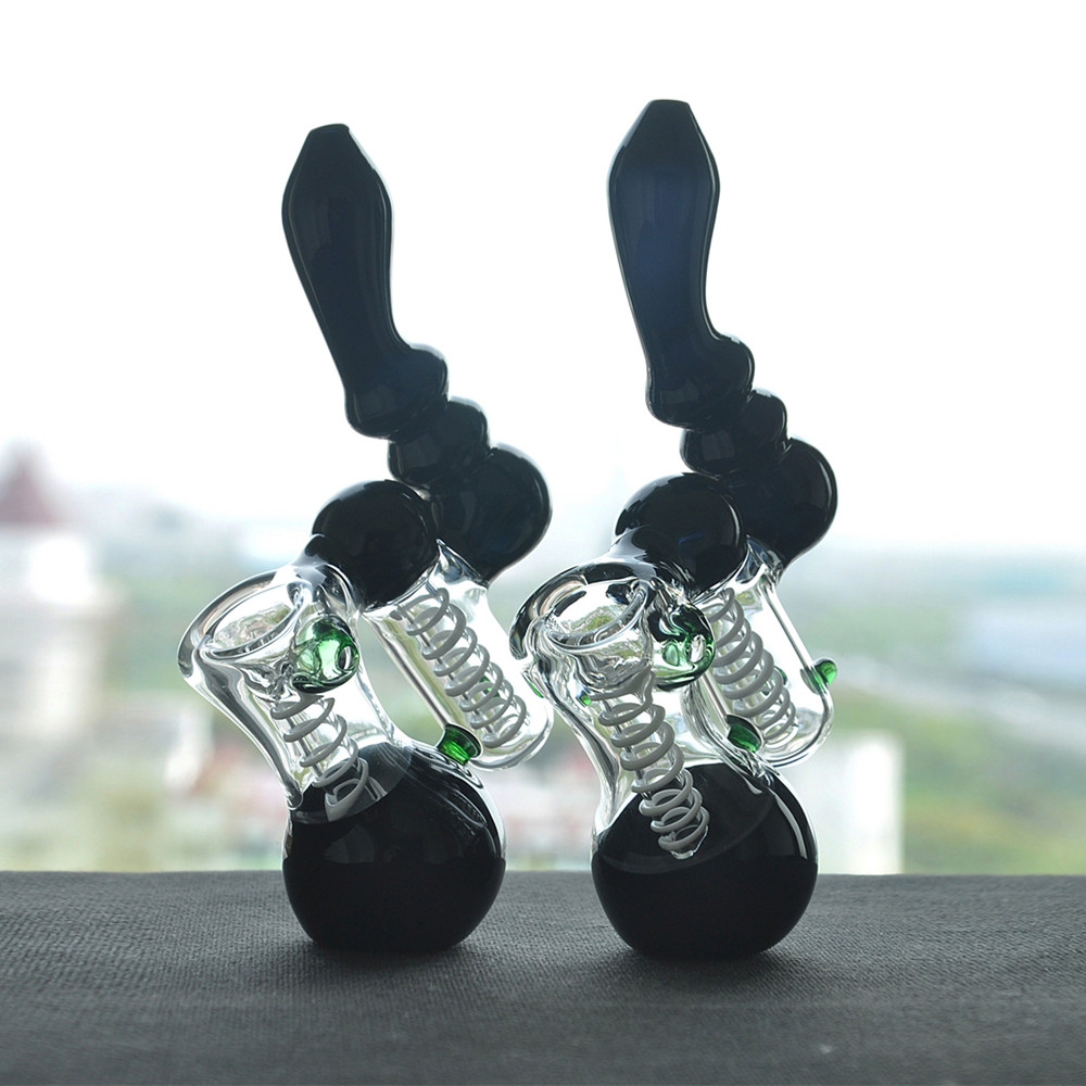 Mini Hand Black Glass Hookah Pipe Bubbler Smoking Pipes Water Glass Bongs great functioning good hitter 18mm bowl