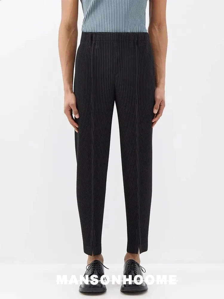 Miyake Pleated Men Pencil Pants High Waist Homme Causal Mens Casual Pants 240805