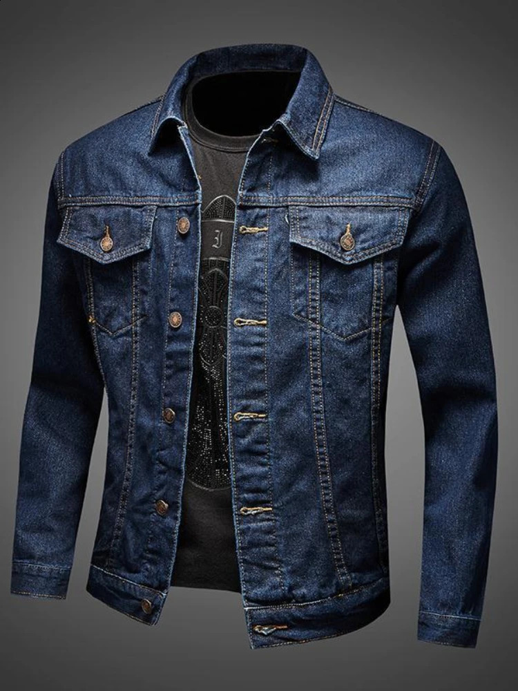 Denim jacket mens bomber casual slim fit jeans cargo shorts plus size winter vintage trend on board 240824