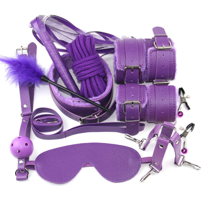 Dingfoo BDSM Restraints Sex Toys for Women and Men 10 pc Set Bondage Restraints Set Fetish Bed Restraints Kits