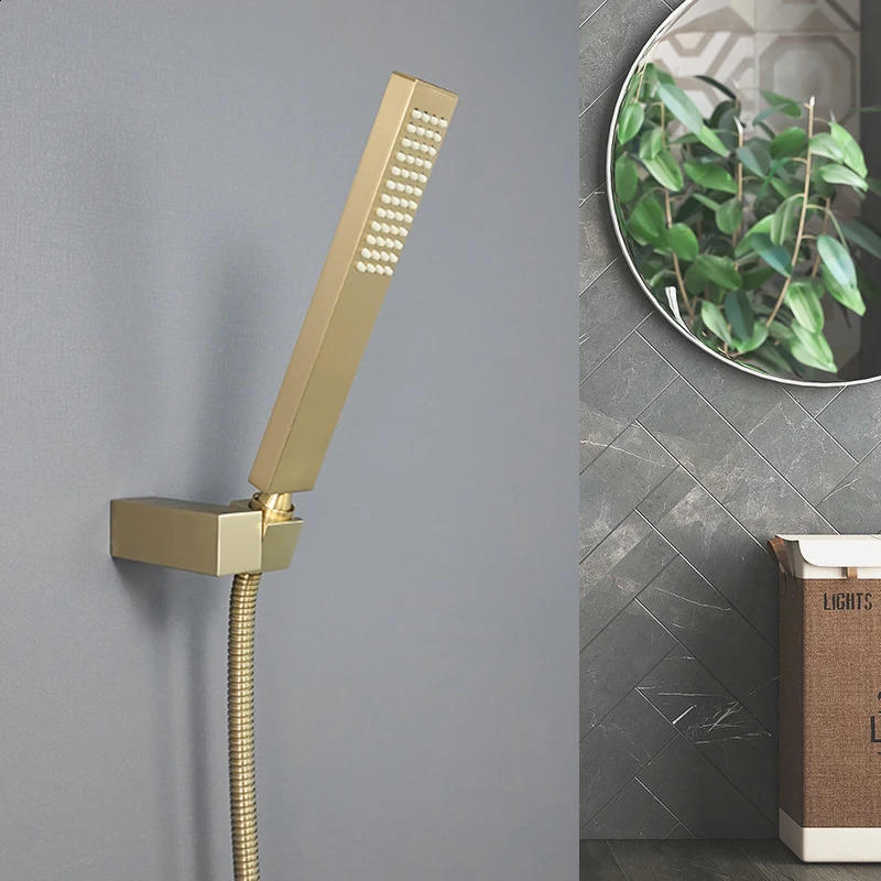 Brushed Gold Hand Held Shower Head Bathroom Gold Finished Brass or Stainless Steel Rain Shower Spray Bath Handheld Shower Heads 240805