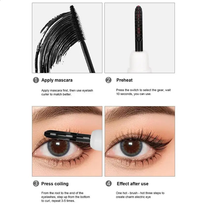 LED display screen eyelash curler portable small electric heating longlife comb makeup tool 240729