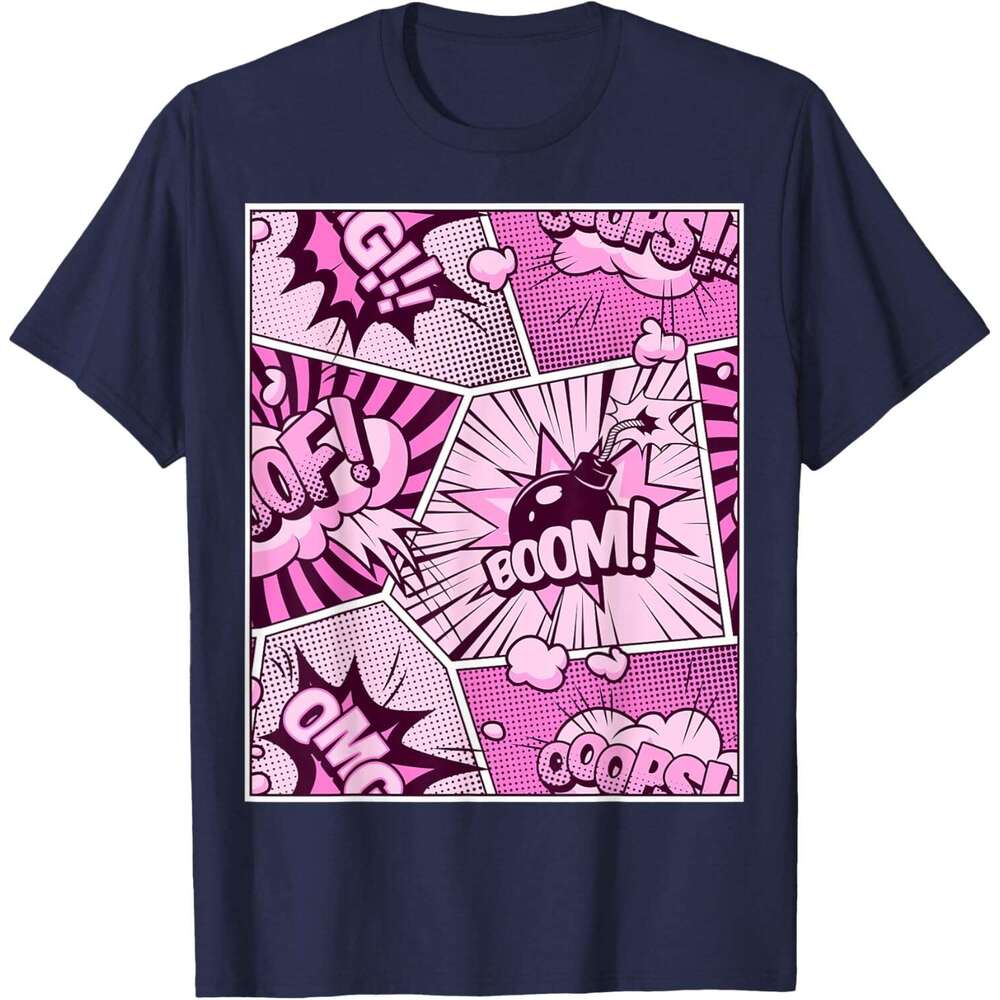 T shirt Mens Comic Book Pink Color Graphic T-Shirt shirts tshirt graphic tee Casual tops summer clothes Short sleeve Free shipping