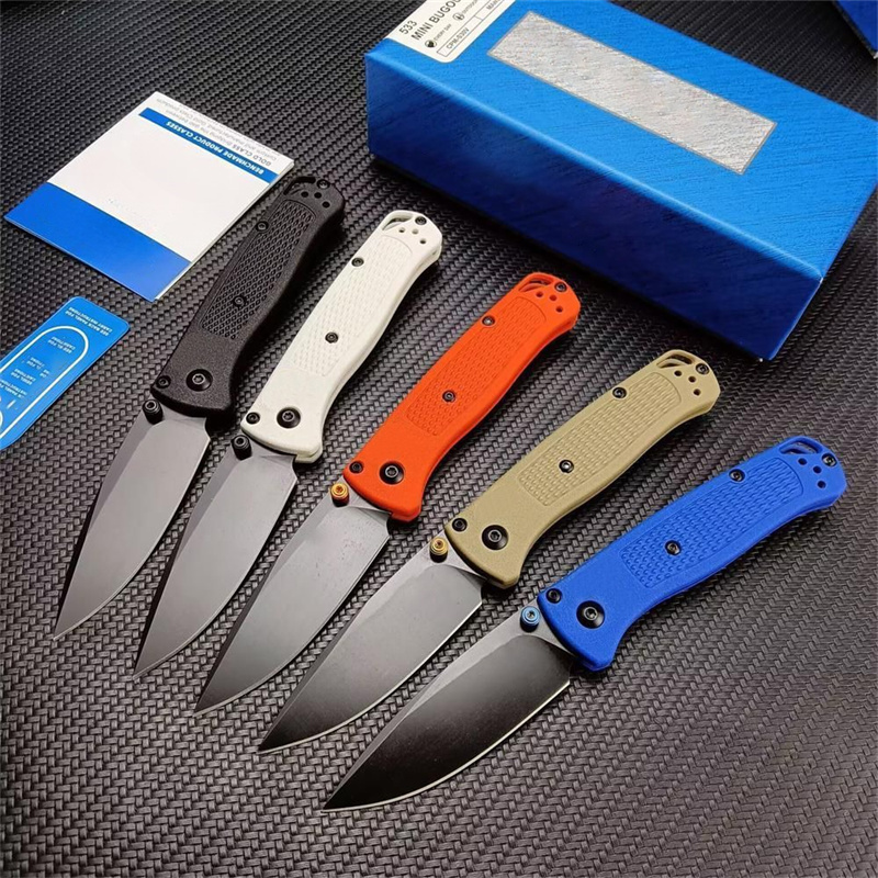 Mini Bugout 533BK Series Pocket Folding Knife Nylon Fiber Handles Higher Quality EDC Outdoor Tactical Camping Survival Knives 535 3300 9400 15535 Tool