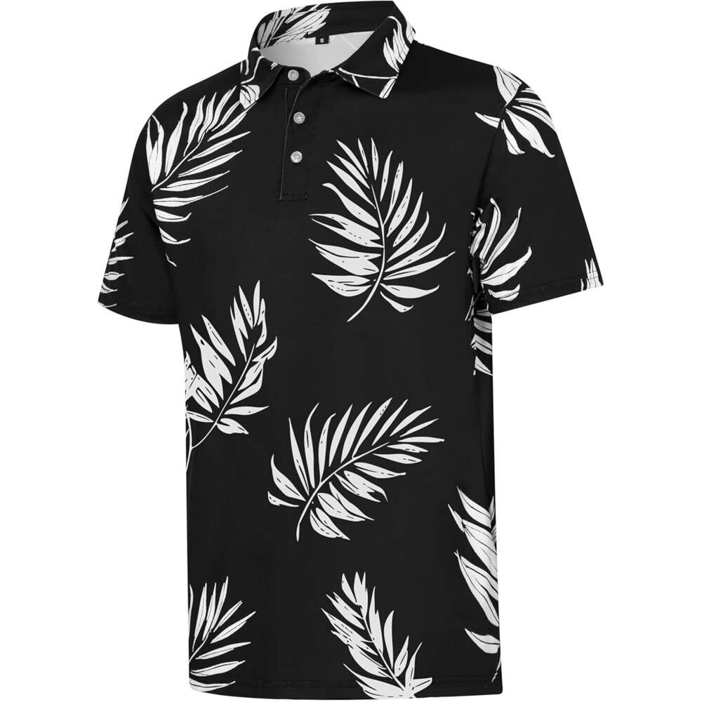 Fashion Mens Polo shirt Short Sleeve Moisture Wicking Hawaiian Tropical Stretch Golf Shirt Polos shirts tshirt Casual tops summer clothes Short sleeve