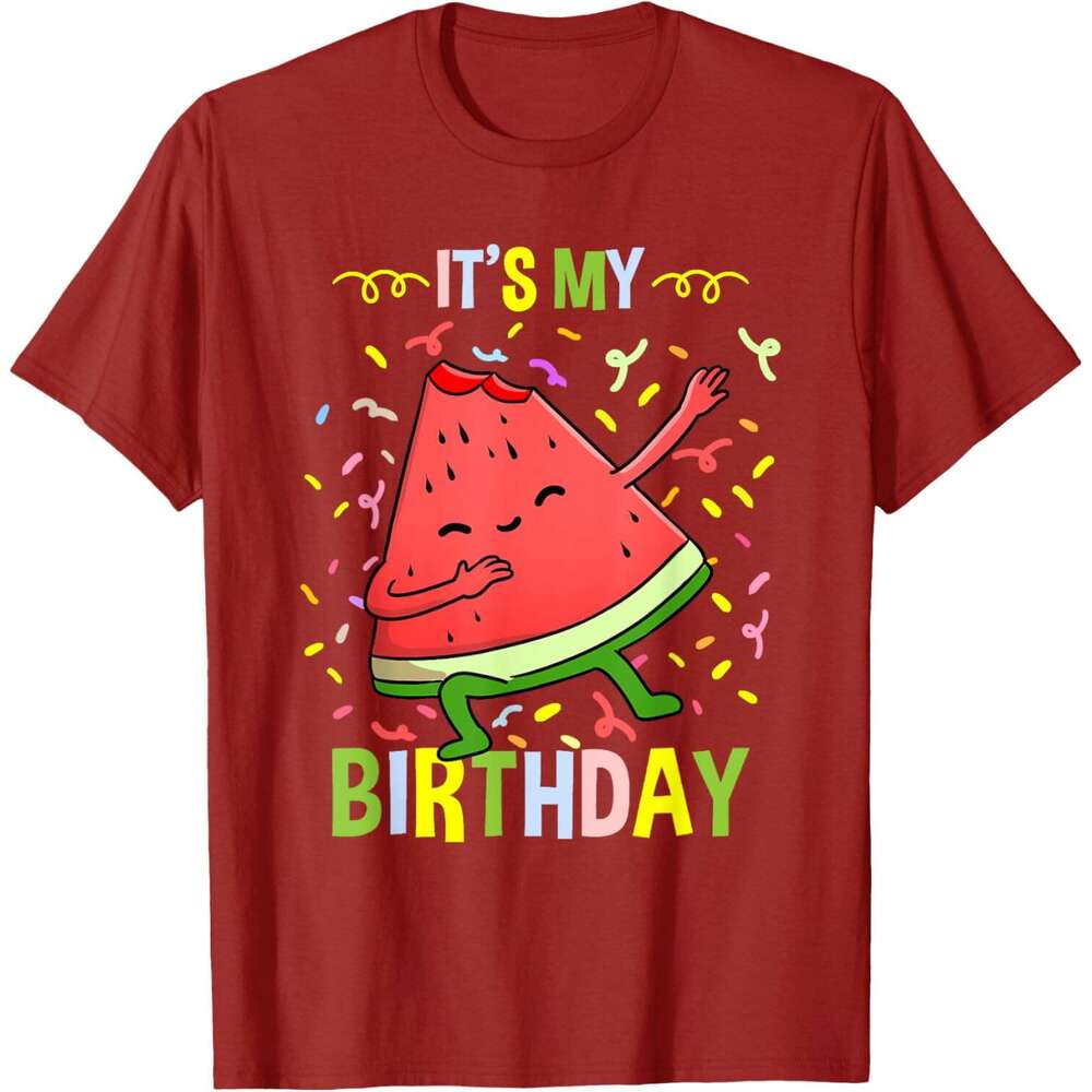 T shirt Mens Its My Birthday Watermelon T-Shirt shirts tshirt graphic tee Casual tops summer clothes Short sleeve Free shipping