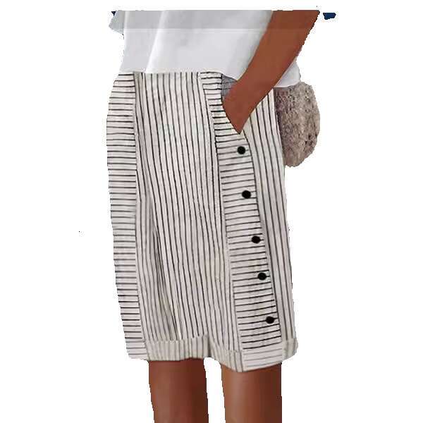 Loose 0versize Pants 2024 New Womens Striped Casual Shorts Simplicity Slimming Large Size College Style Nine Points Jeans for Pregnant Women Gold Velv