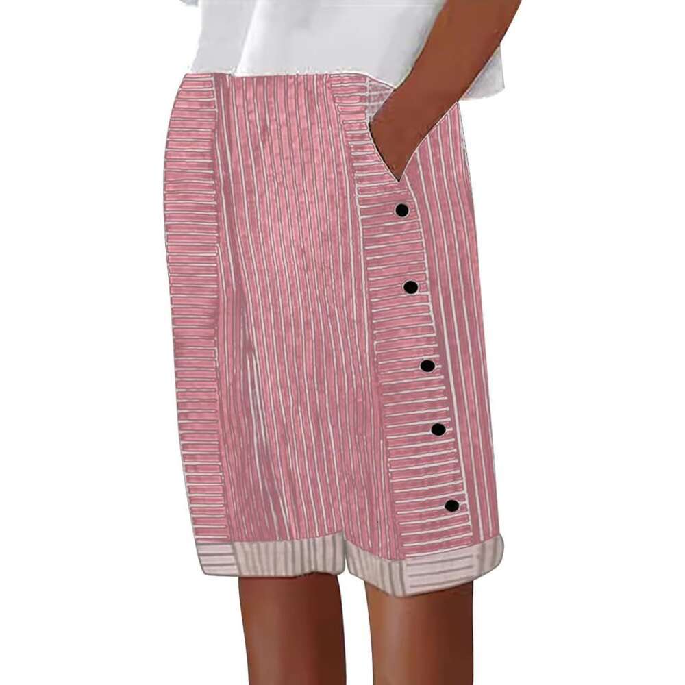 Loose 0versize Pants 2024 New Womens Striped Casual Shorts Simplicity Slimming Large Size College Style Nine Points Jeans for Pregnant Women Gold Velv