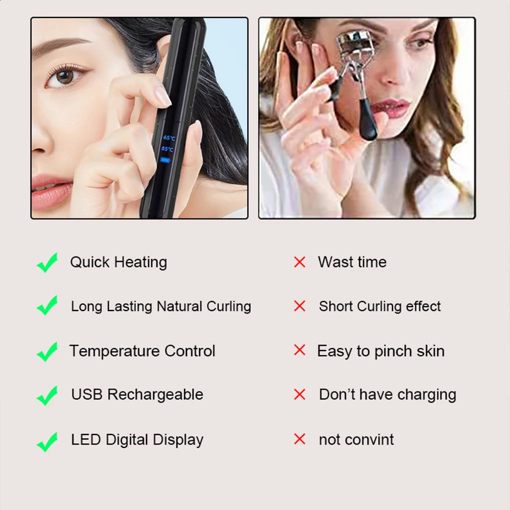 Easy to electrically heat eyelash curler rechargeable longlasting beauty 240729