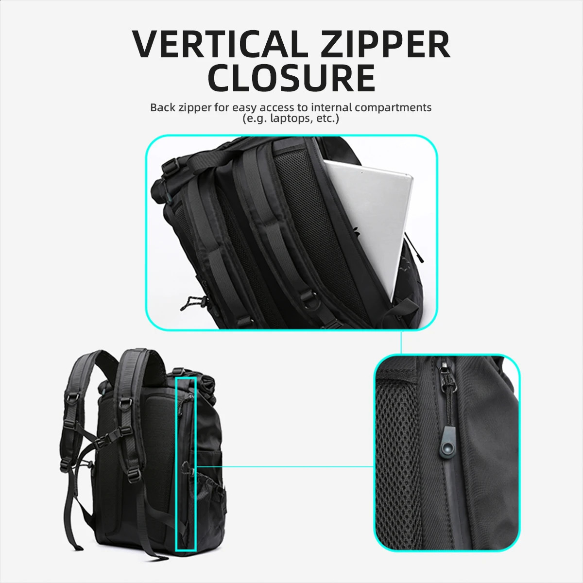Premium Mens Backpack Oxford 15.6-inch Laptop Multi functional Durable Unique Large Capacity Buckle Outdoor Travel Work Sports Bag 240802 - view 4