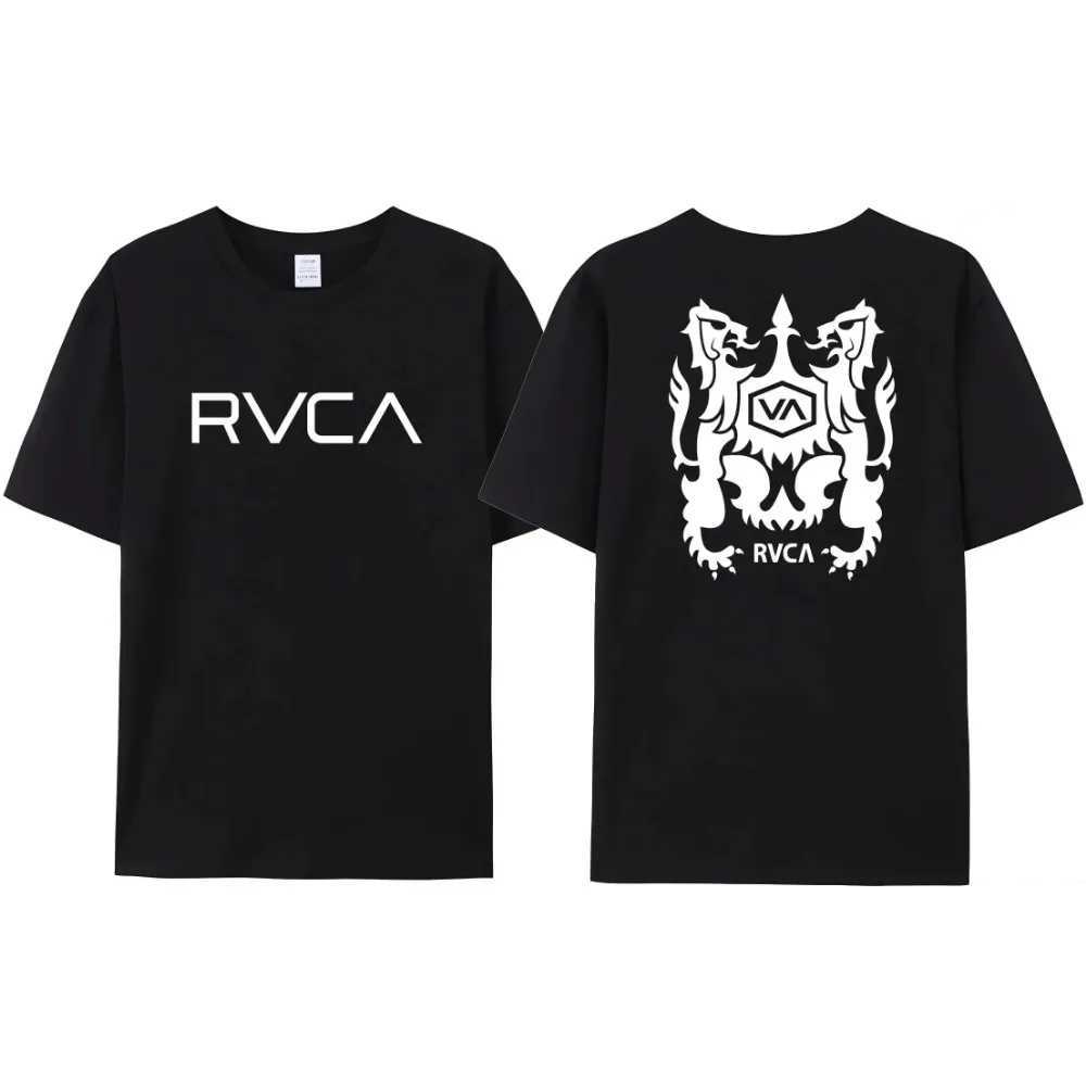 Men's T-Shirts RVCA T Shirt Men Women Black Tee Summer Cotton Tshirt Oversized Short Sleeve Fashion Design Brand T-shirt Top Streetwear Clothes z