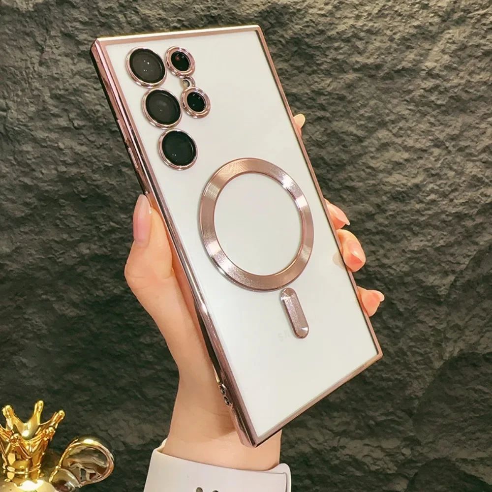 Luxury Clear Magnetic For Magsafe Cases Soft Shockproof With Camera Lens Protector For Samsung S20 S21 S22 S23 FE S24 Ultra Plus Note 10 20 A05 A05S A