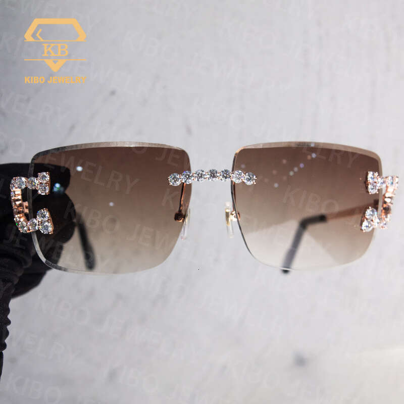 Mens Hiphop Pass Tester Glasses Handmade Setting VVS Moissanite Dia Iced Out Sunglasses