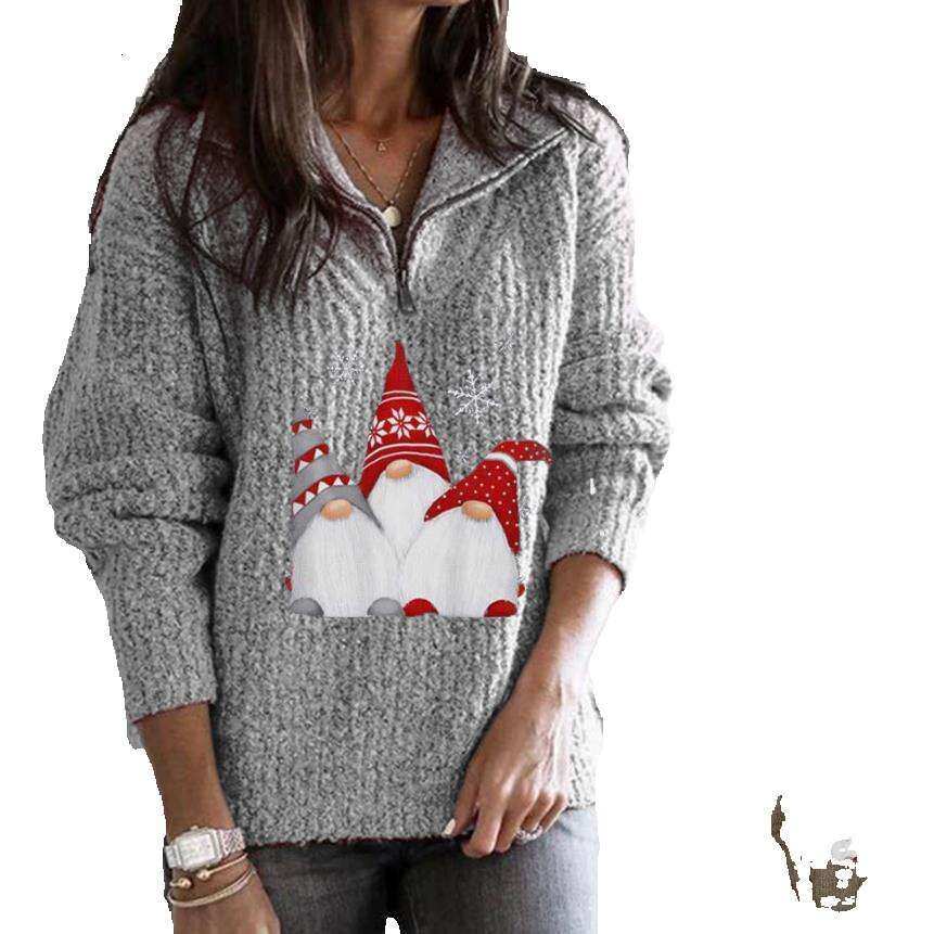 2024 Autumn/winter Santa Claus Printed Zipper Long Sleeve Knitted Womens Sweater Designer Sweater Cardigan Women Cashmere Sweaters Sweaters