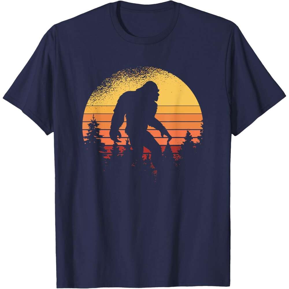T shirt Mens Retro Bigfoot Believer Silhouette Sasquatch Hide And Seek T-Shirt shirts tshirt graphic tee Casual tops summer clothes Short sleeve Free 
