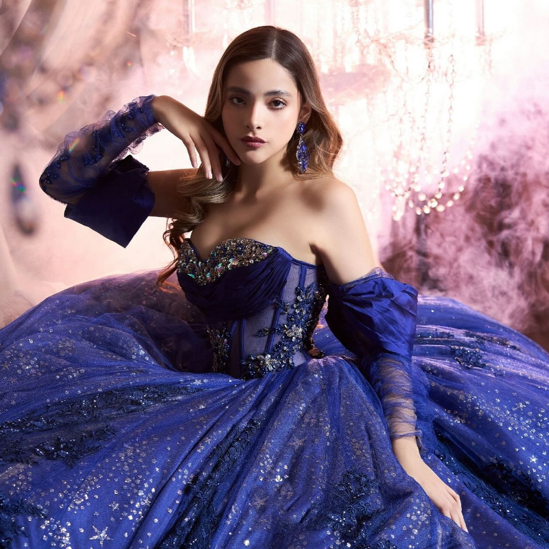 Navy Blue Shiny Quinceanera Dresses 2025 Beads Crystal Tull Sweethear Princess Sweet 15 16 Year Birthday Party Gown Gift vesti