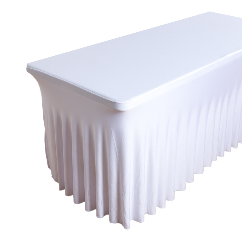 Spot Meeting Wedding Banquet 6FT Sun Skirt Rectangular Table Skirt Office Desk Elastic Chair Cover Skirt Table Cover