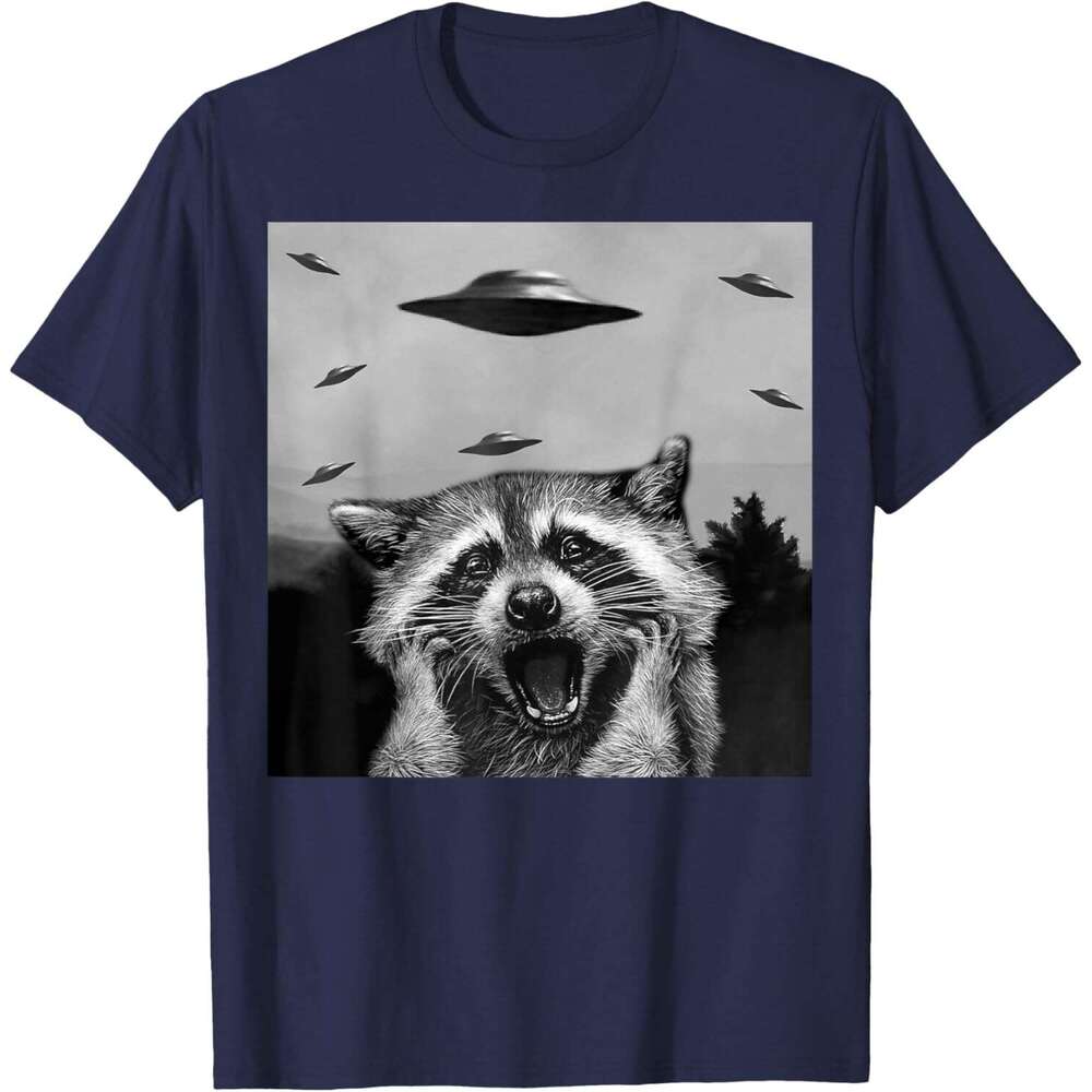 T shirt Mens Alien UFO Funny Raccoon Stuffed Animal For Men, Women, Kids T-Shirt shirts tshirt graphic tee Casual tops summer clothes Short sleeve Fre